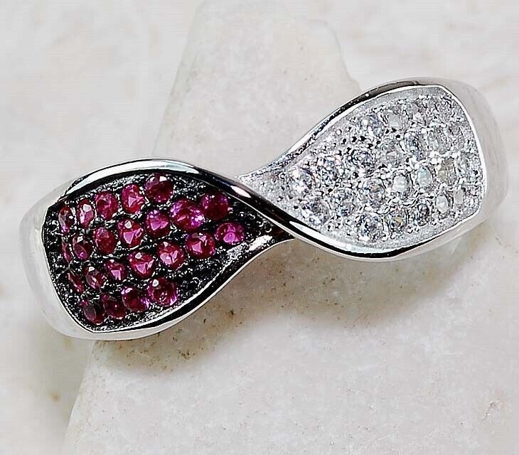 2CT Heat Treated Rubellite Tourmaline 925 Solid Sterling Silver Ring Sz 8 &1-2