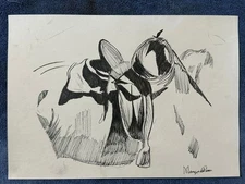 Maynard Dixon drawing and painting on old paper signed stamped vintage