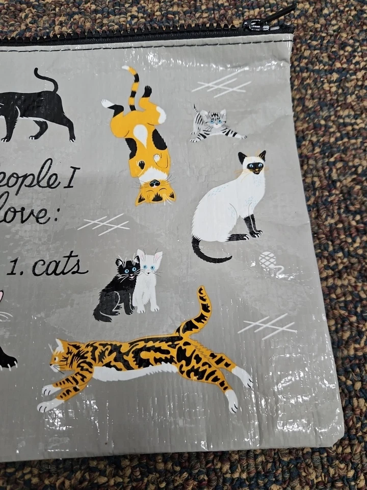Blue Q Zipper Pouch Bag People I Love Cats Recycled Material 9.50x7.25 Organizer - Image 3 of 4