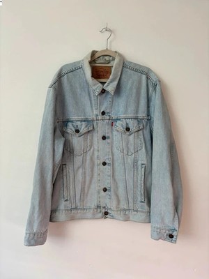 Levi s 70503 Herren Light Blue Denim Trucker Jacket Size Large Vintage 90s