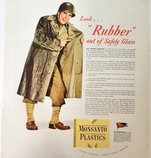 Soldier Coat WWII Monsanto Chemicals Vintage 1942 Magazine Print Ad
