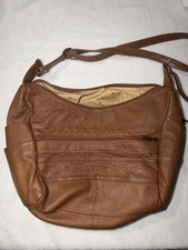 Brown Genuine Leather Shoulder Crossbody Medium Size Bag Purse Adjustable Strap