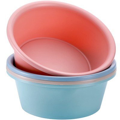 AVLA 4 Pack Round Plastic Wash Basin 5 Quart Stackable Camping Dishpan Portab...