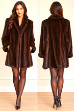 Luxurious Weiss Vintage Genuine Mink Fur Coat Custom Made Brown Mahogany 36"