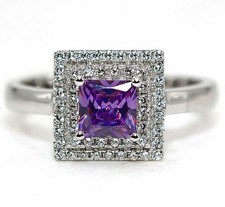 1CT Natural Amethyst  Topaz 925 Solid Genuine Sterling Silver Ring Sz 9 MK6-5