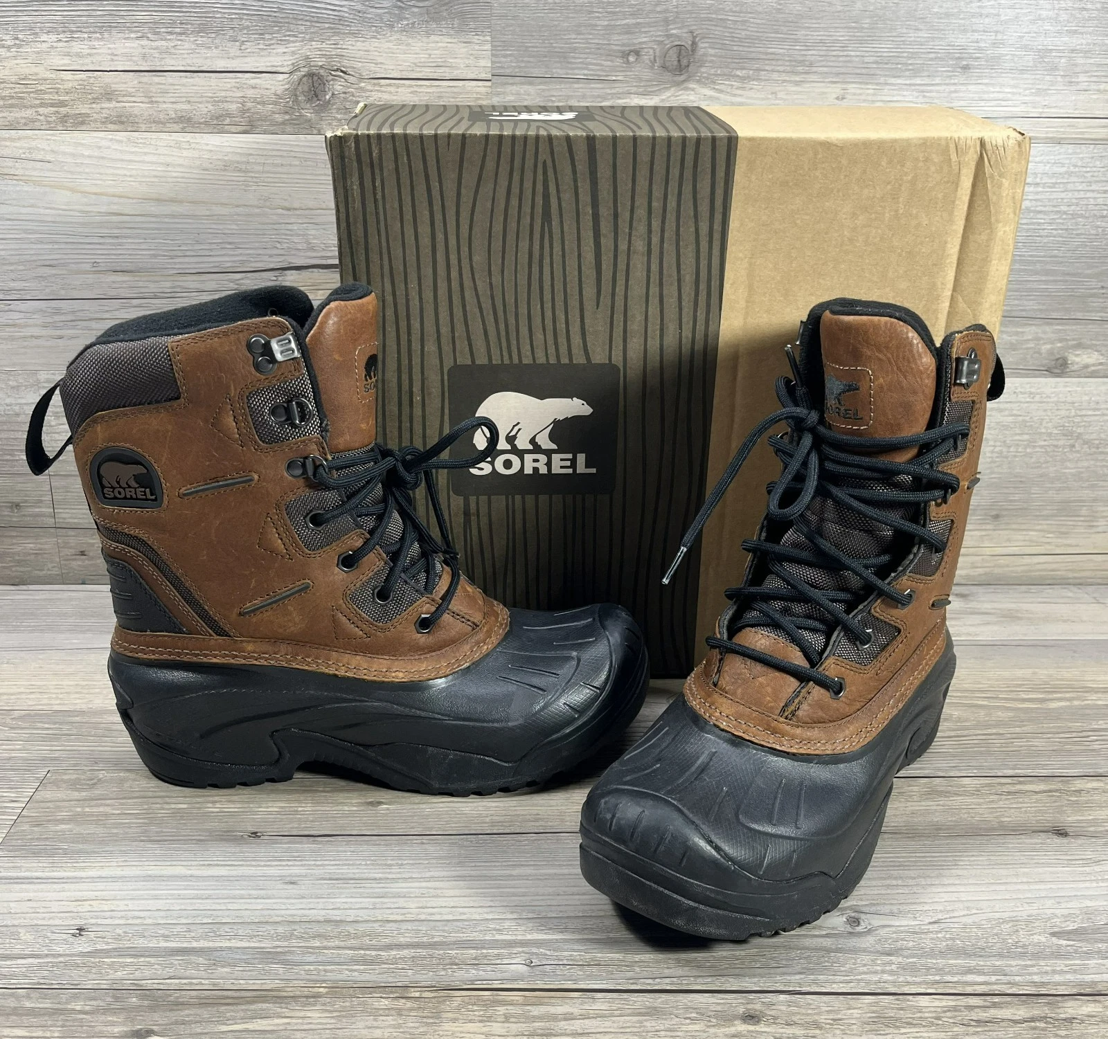 Sorel Boots Avalanche Trail Men's 8 Tobacco Brown Leather Thinsulate Waterproof