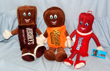 HERSHEY PARK PLUSH DOLL Toy - Lot of 3 - Reese's, Hershey Bar, Twizzlers - NICE 