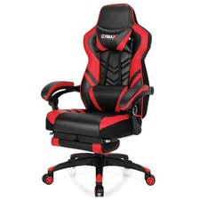 Office Computer Desk Chair Gaming Chair Adjustable Swivel w/Footrest Red