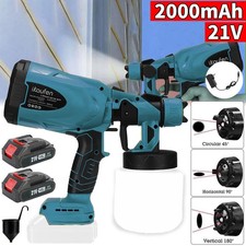 2 Battery Cordless Paint Sprayer Fence Wall Airless 21V HVLP Spray Gun UKCharger