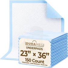 DURAMEG 23x36 Disposable Underpads XL Absorbent Bed Pads 150ct Chux Puppy Pads