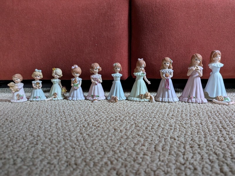 Enesco Growing Up Birthday Girl figures 1-10 broken