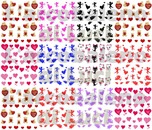 STOCK DECAL San Valentino Valentine CUORI WATER STICKERS UNGHIE NAIL ART ADESIVI - Picture 8 of 9