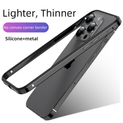For iPhone 16 15 14 13 12 11 Pro Max Aluminum Shockproof Metal Bumper Frame Case
