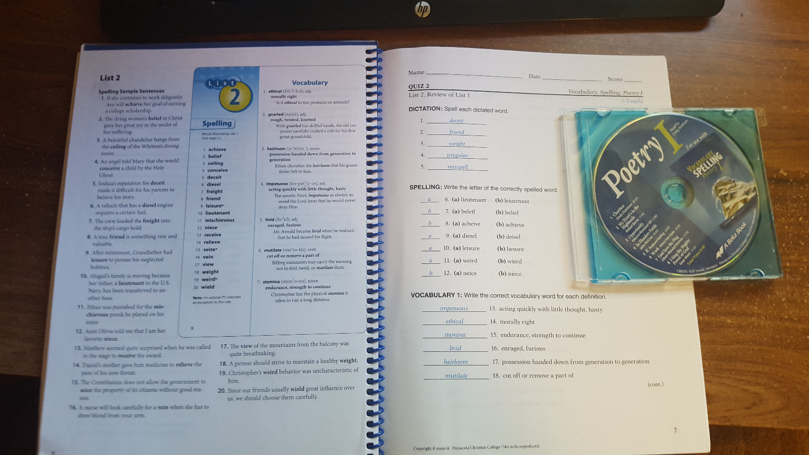 A beka Vocabulary Spelling Poetry I Abeka Poetry I CD Grade 7 | eBay