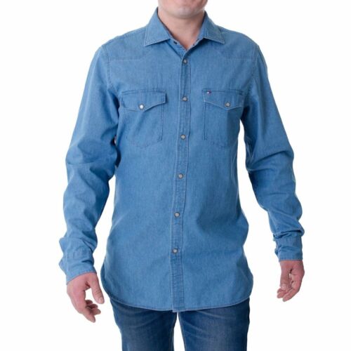 Tommy Hilfiger Herrenhemd Denim Shirt Hemd In Blau MW0MWII870-IAO  - Foto 1 di 5