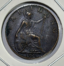 1908 Great Britain 1 Farthing - Edward VII Coin