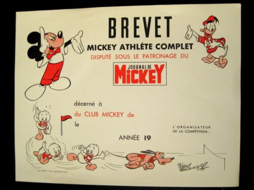 Mickey Brevet du Club Mickey Disney Impr. Crété Comme neuf - Photo 1/1