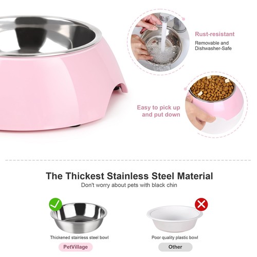 Double Dog Bowl Set Includes Two 6.9 fl oz Stainless Steel Bowls & Elevated Base - Picture 4 of 6