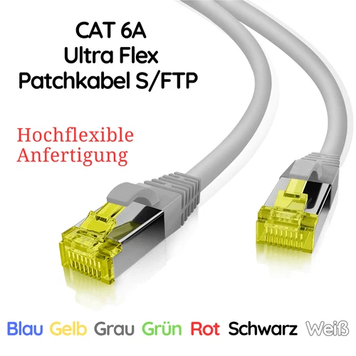 CAT6A Ultra Flex Patchkabel Netzwerkkabel LAN Kabel S/FTP RJ45 DSL TV Internet