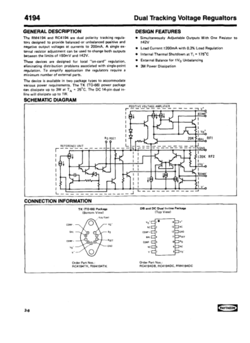 NOS 2x Raytheon RC4194TK Dual Tracking Voltage Regulator ±50mv ±42v .2a 3w TO66 - Picture 5 of 7