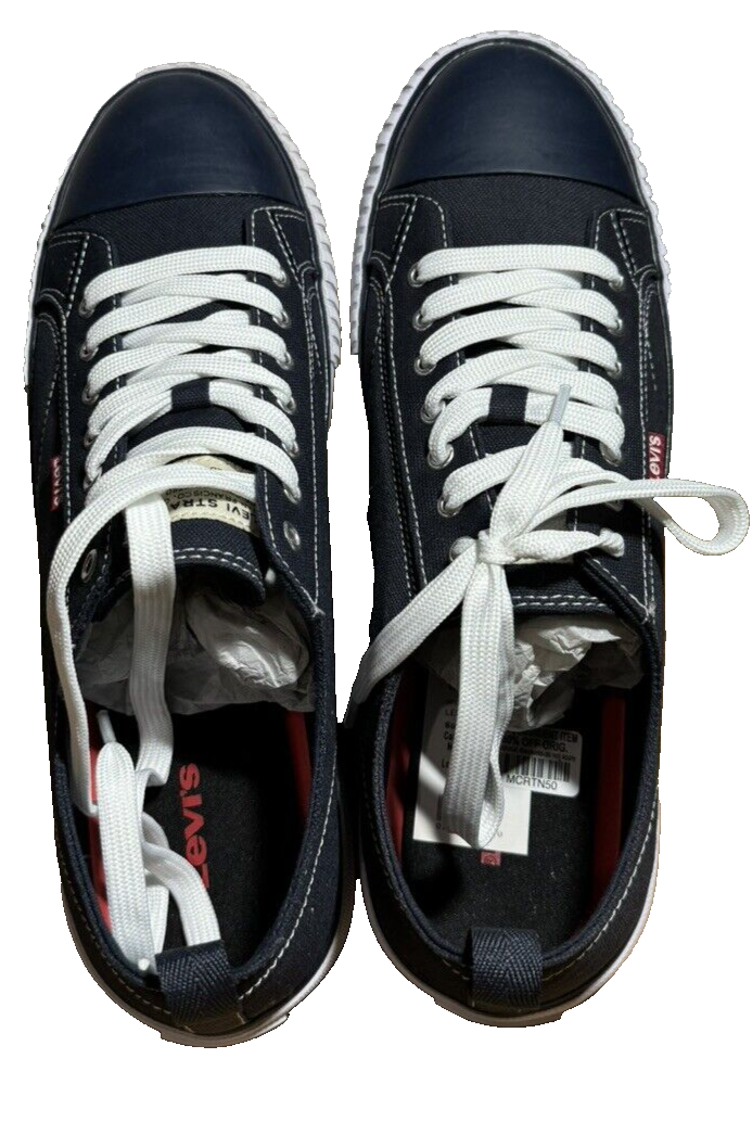 SAOLA Sneakers basse nuove con etichetta Levis Stan Buck uomo taglia 11 blu navy suola piatta