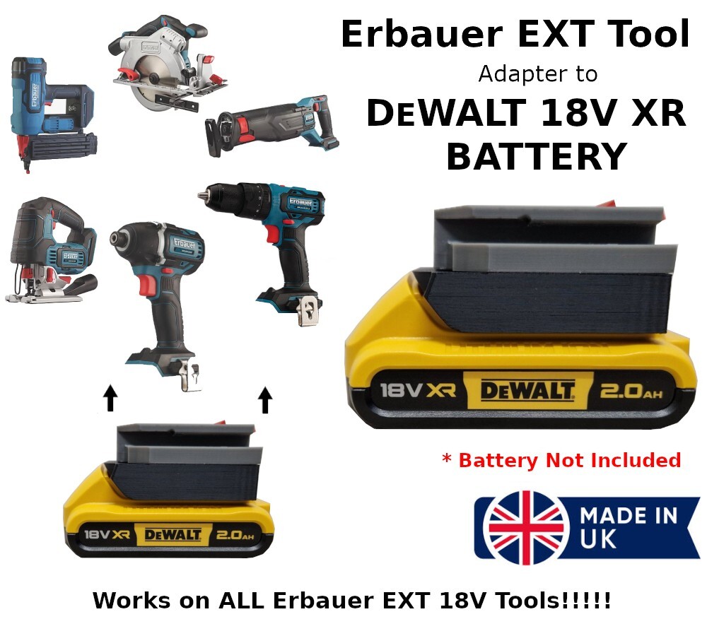 Dewalt XR 18V Battery to Erbauer EXT Tool Adaptor For ALL Erbauer EXT  Tools