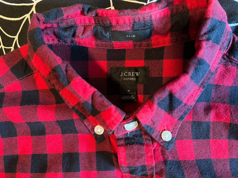 J.Crew Mens Oxford Slim Fit Black Red Checkered Shirt M J Crew