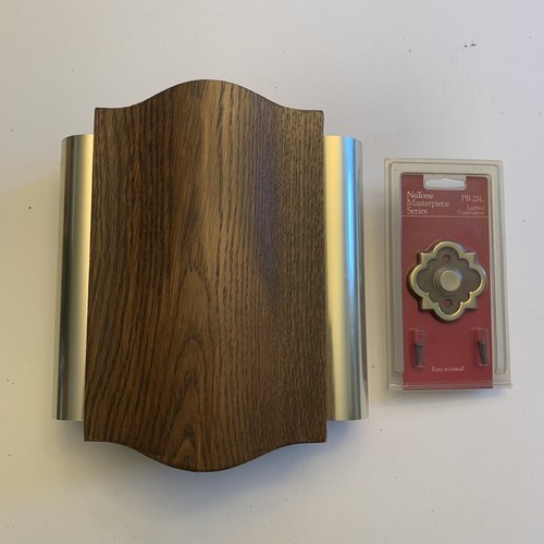 Nutone LA-114 Wooden & Brass Wall Door Bell Chime Oakcrest Dark Oak Wood