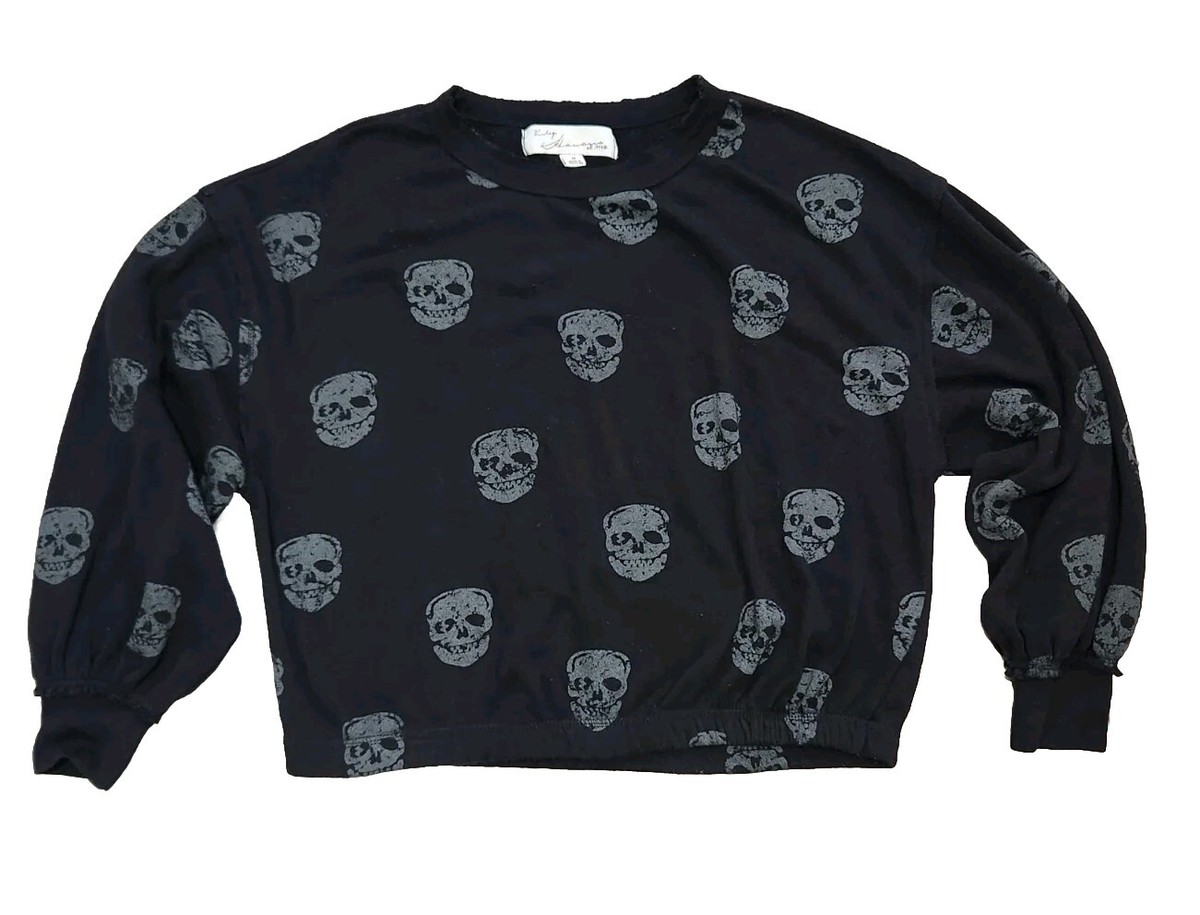 Vintage Havana Sweater Medium Black Skulls Puffy Long Sleeves | eBay