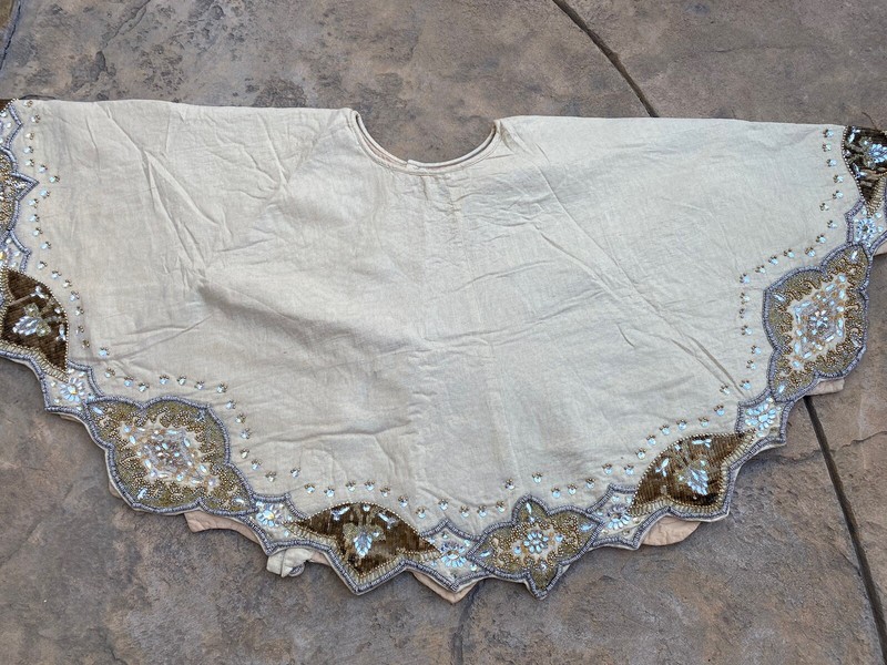 Kim Seybert -Tangier- Gold/Silver Beaded  Holiday Christmas Tree skirt- Sample