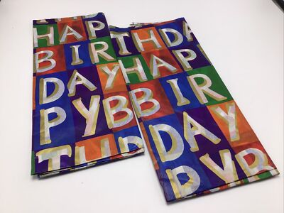 Tissue Paper Printed Happy Birthday Multicolor Bold Letters 11 Sheets 20''x23'' 