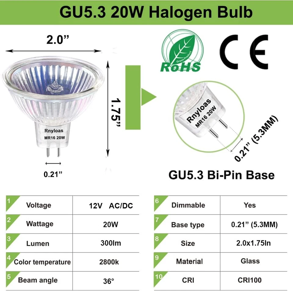 10pcs LED MR16 3.5W 12V 20W Halogen Replacement Bulbs GU5.3 Bi-Pin 2800K - Image 2 of 4