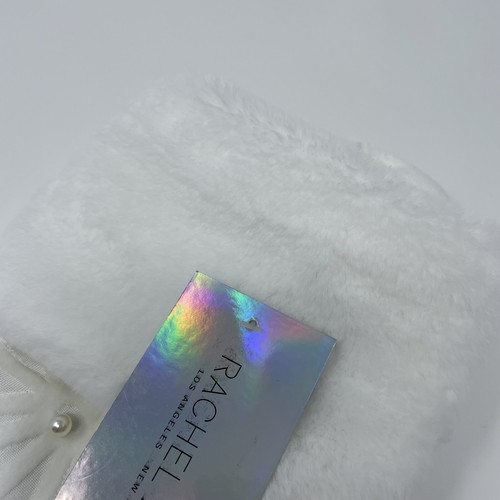 Rachel Zoe White Faux Fur Beaded Christmas Holiday Stocking 22" - Picture 5 of 6