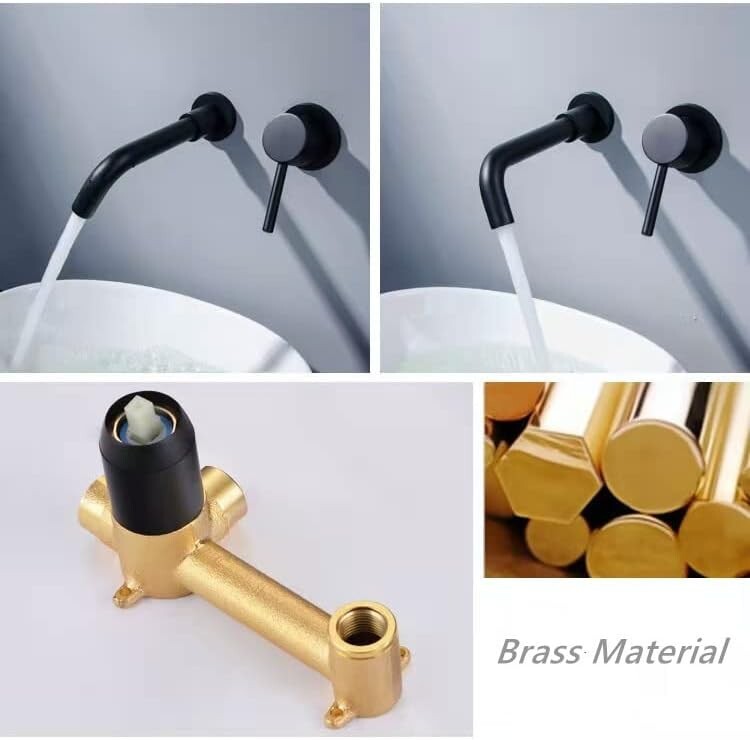 Wall Mounted Basin Mixer Taps Black Brass Basin Tap with 360 Degrees