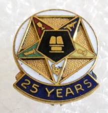 Vintage Order of the Eastern Star 25 Years Member Pin - Masonic OES