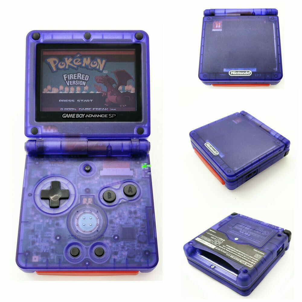 Nintendo Game Boy Advance GBA SP Transparent Clear Purple System AGS 001