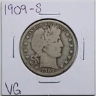 1909-S 50C Barber Liberty Head Half Dollar in VG Condition #2011