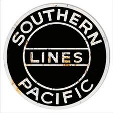Distressed Southern Pacific Lines Reproduction Railroad Metal Sign 14 Round