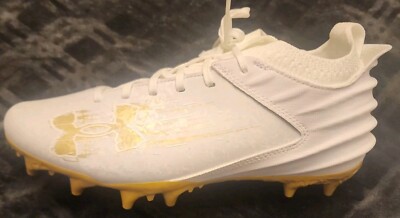 Under Armour Blur 2 MC Suede White mens  Metallic Gold sz 8.5 cleat white/gold
