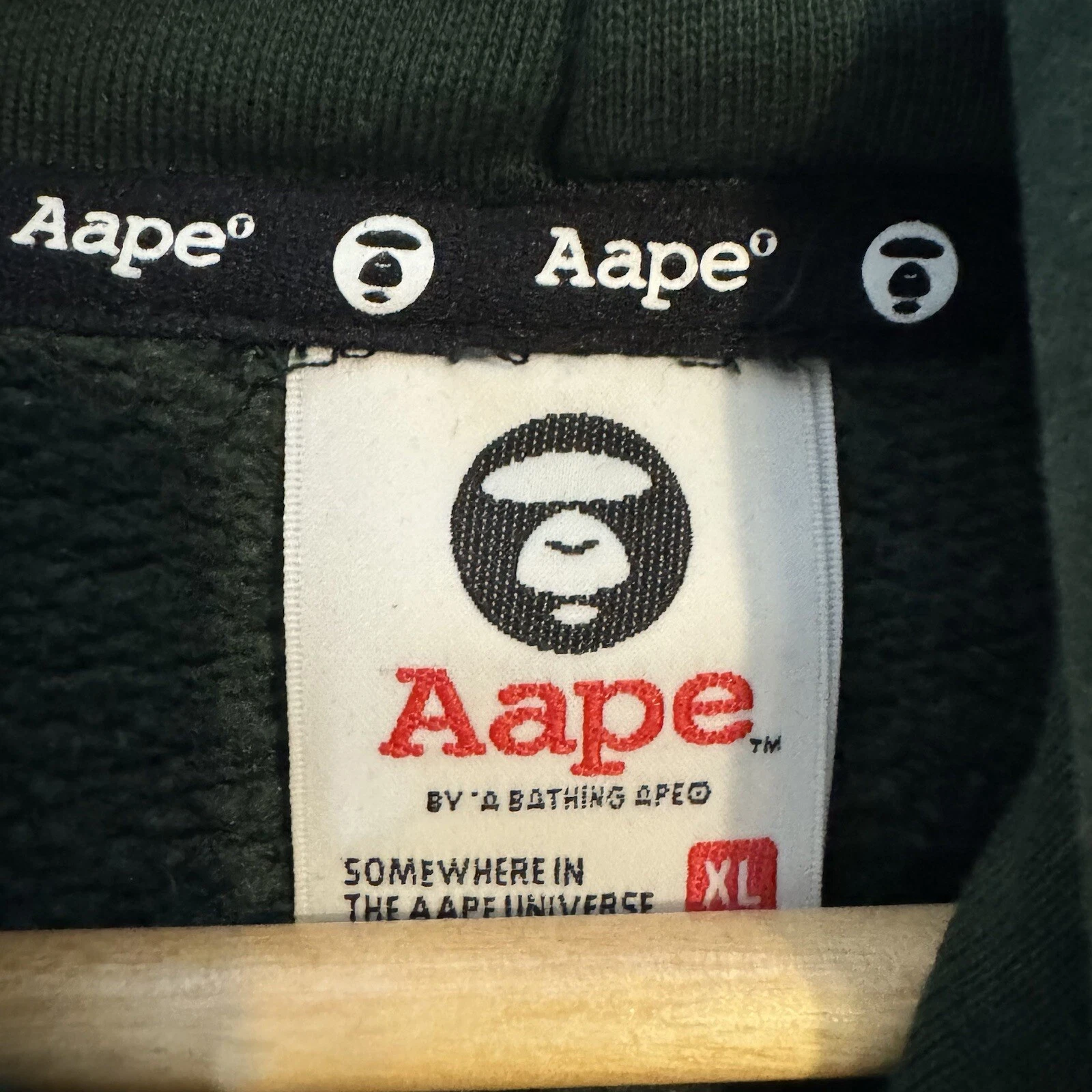 A BATHING APE (BAPE) Felpa con cappuccio donna verde Bape NYC AAPE mimetica tagliata carina rara taglia XL B167