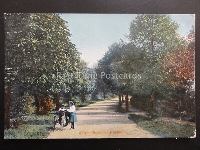 Surrey Purley Warren Road Shows VORSPORTWAGEN MOTORRAD DREIRAD um 1905 alte Postkarte