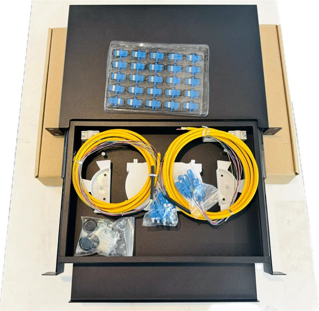 SC 1U Fiber Patch Panel 24 Port 19 Inch Rack Mount Enclosure Full Solution -3842 - Image 2 of 3