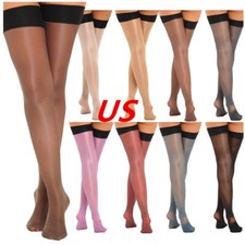 Womens Shiny Stockings Thigh-High Stockings Nylon Hold Up Over Knee Pantyhose