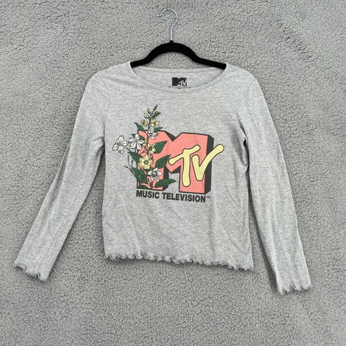 MTV Girls T-Shirt Gray Wildflower 