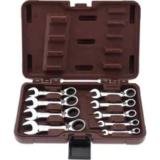 Paramount 9 Piece Stubby Ratcheting Combination Wrench Set, 1/4" to 3/4 inch