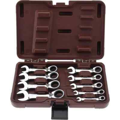 Paramount 9 Piece Stubby Ratcheting Combination Wrench Set, 1/4'' to 3/4 inch