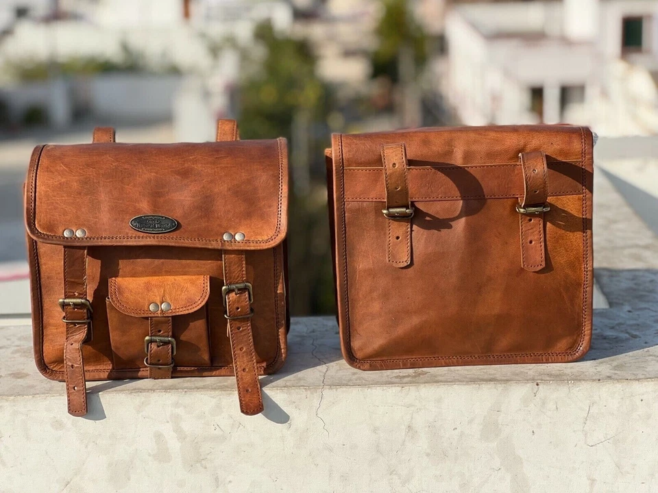 Neu Kombi Motorrad Leder Packtaschen Sattel Gepäck Tasche Seitentasche Sattel... - Bild 4 von 4