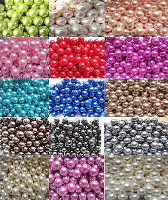 Faux Pearl Beads 4mm-14mm Round Spacer Bead Craft Jewellery Making Wedding - Image 1 of 4