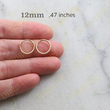 Classic Real 18K Yellow Gold Filled 12mm/0.47" Endless Thin Huggie Hoop Earrings