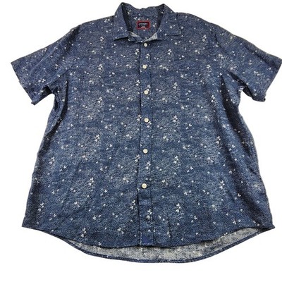 Untuckit Shirt Mens XL Blue White Linen Short Sleeve Hopper SS Floral Print